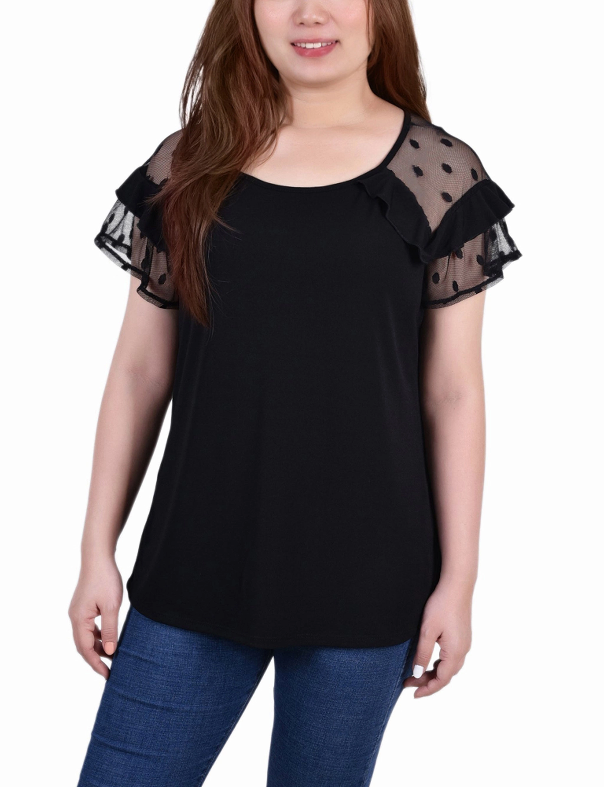 HypoallergenicFibers Petite Short Dot Sleeve Top