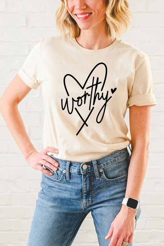 Worthy Heart Easter Basic Graphic Tee S-XL Reinforced Buttonholes