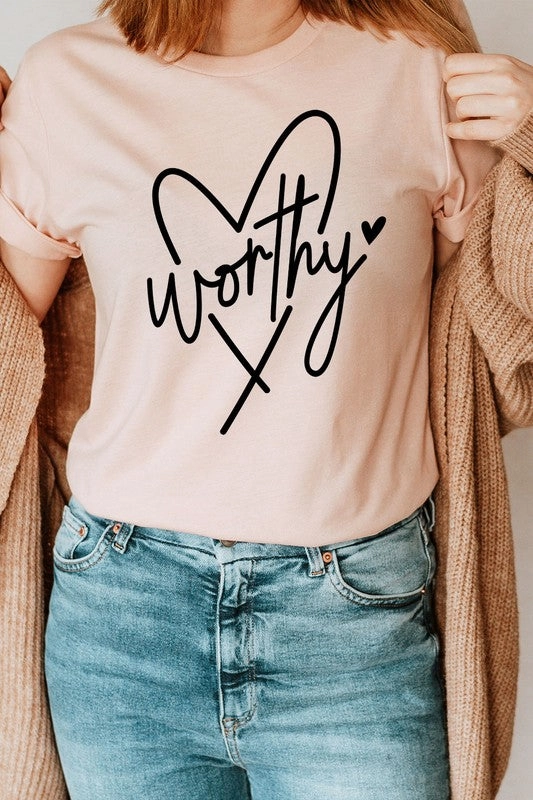 Worthy Heart Easter Basic Graphic Tee S-XL OEKOTEX Certified Fabric