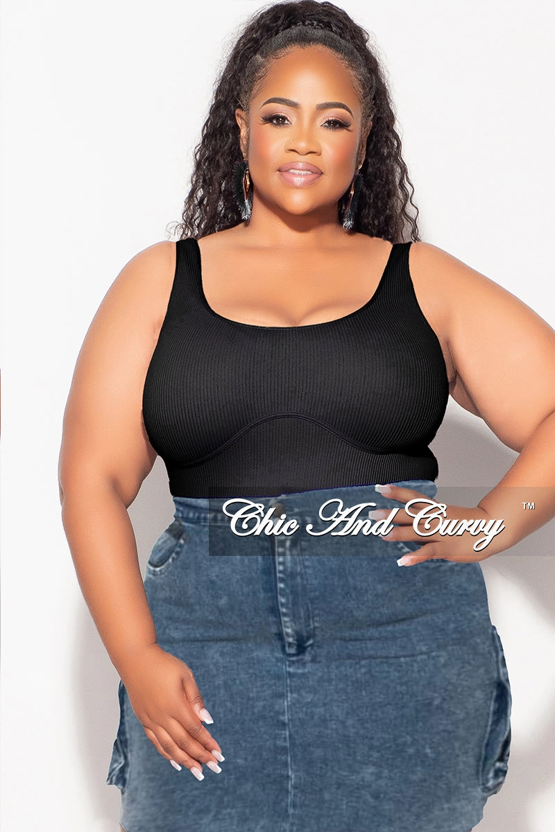 Essential Wearable Heat Dissipating Final Sale Plus Size Sleeveless Ribbed Top in Black (Top Only)