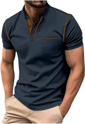 Muscularfit Mens Shirts Casual Stylish Button Down Short Sleeve Polo Shirt Summer Vacation Shirts Loose Athletic Pullover Tee