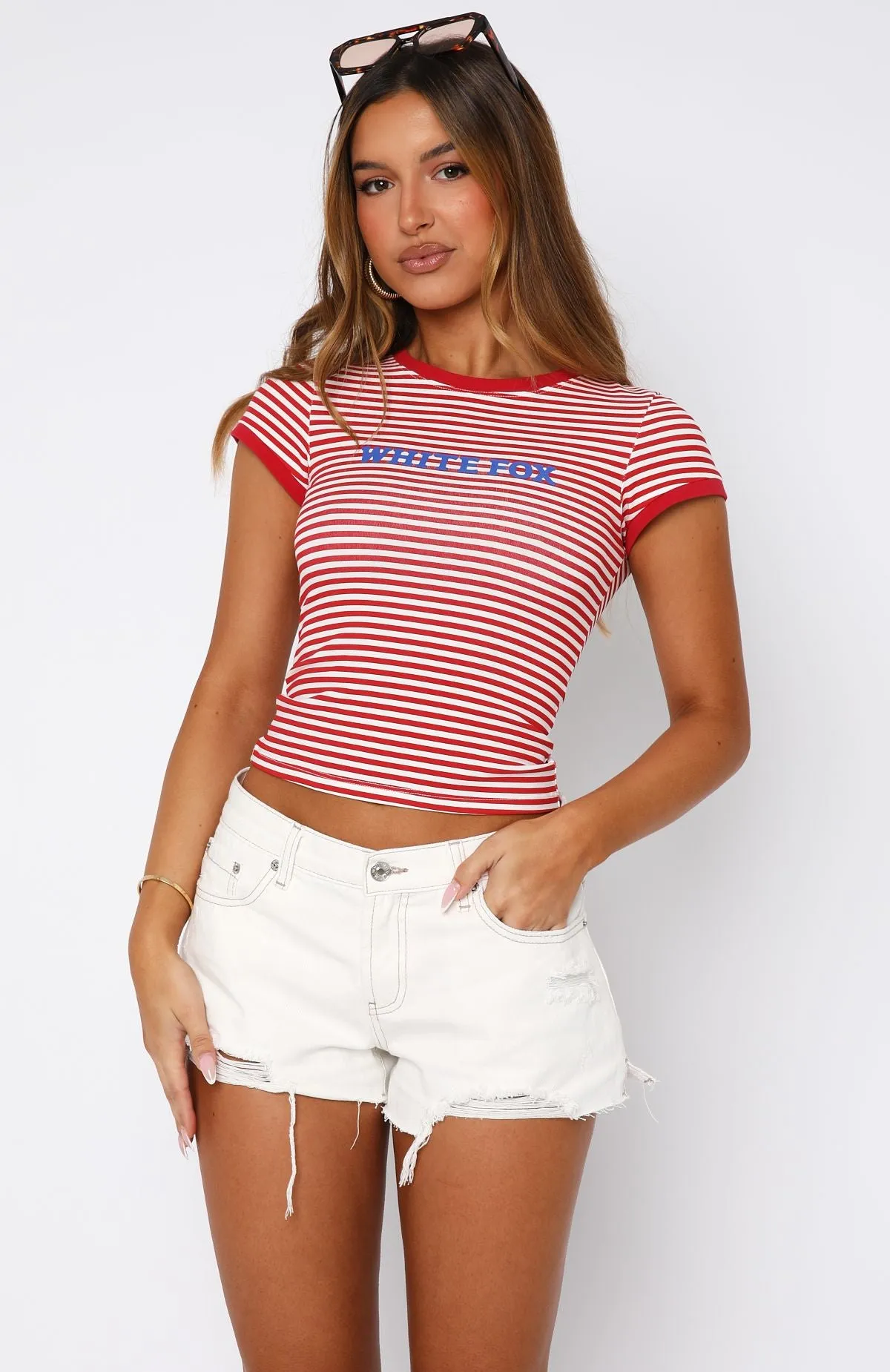 Street Ready Public Attention Distressed Denim Shorts Off White