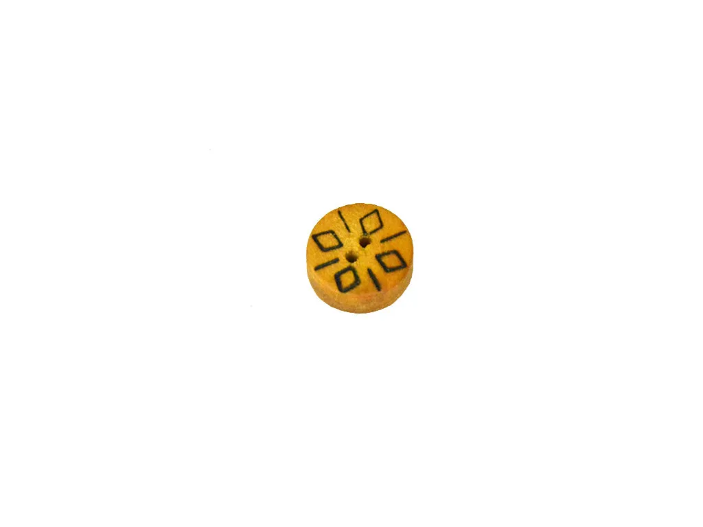 Mustard Designer Geometric Printed 2 Hole Wooden Buttons - 24L