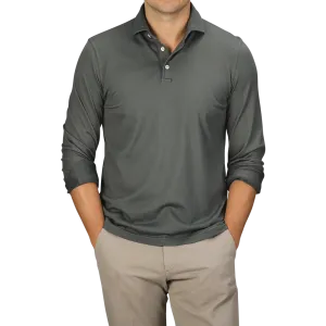 Muted Green Organic Cotton LS Polo Shirt