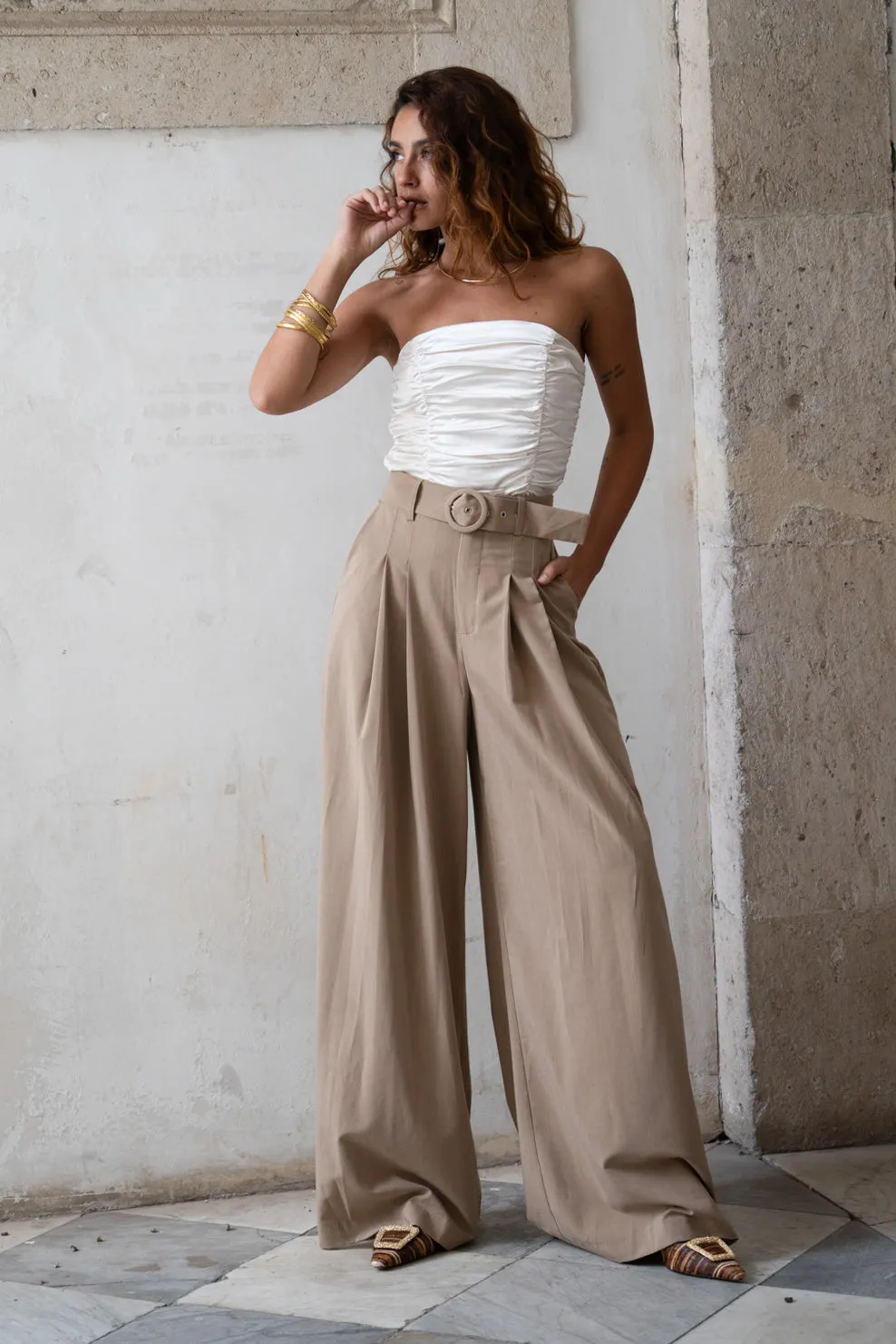 Nadine Tan Wide Leg Trouser