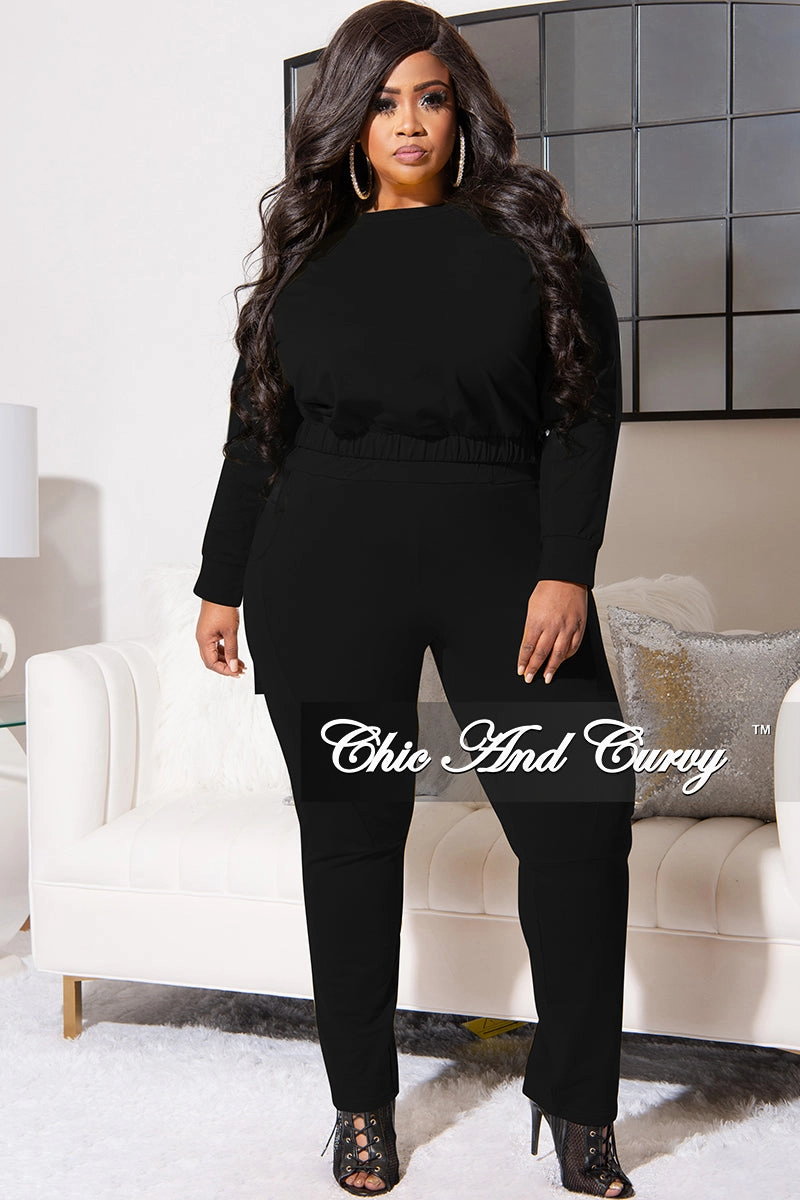 Final Sale Plus Size 2pc Lounge Set in Black Quick drying material Flex Movement
