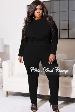 Sporty Design Final Sale Plus Size 2pc Lounge Set in Black