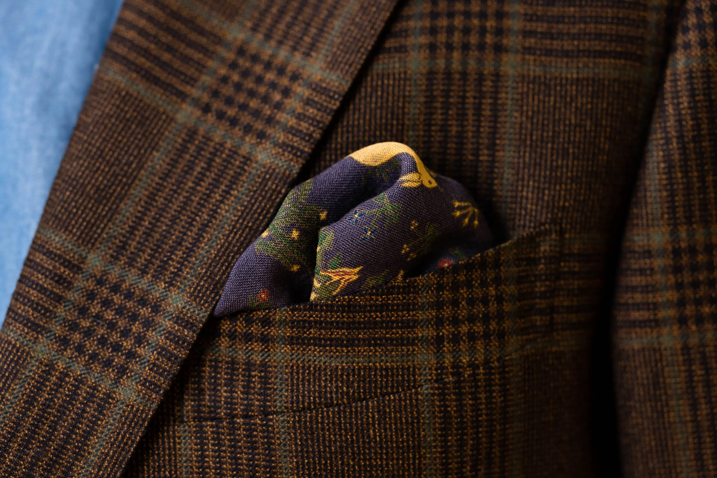 Navy Blue Rabbits Silk Wool Pocket Square