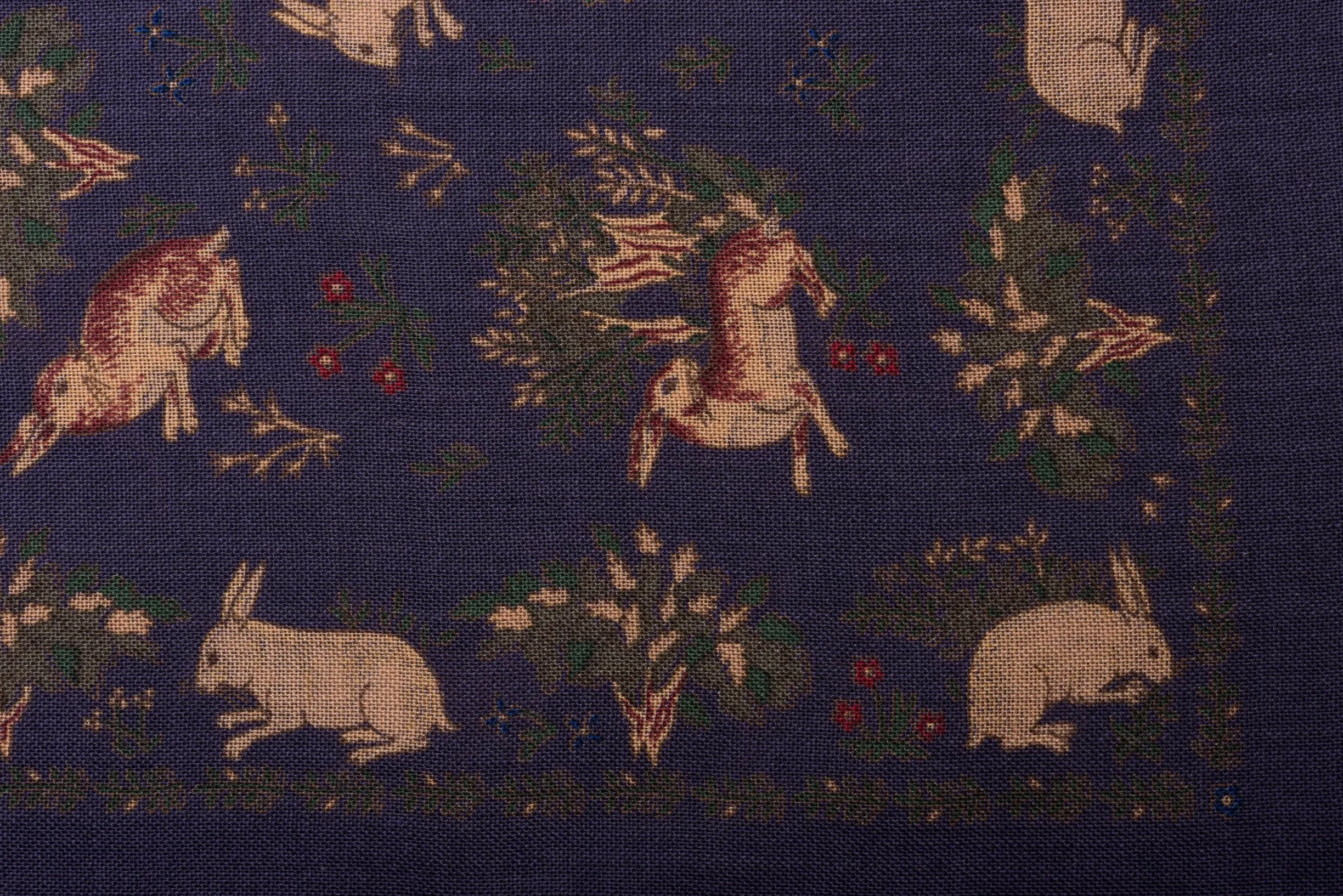 Navy Blue Rabbits Silk Wool Pocket Square
