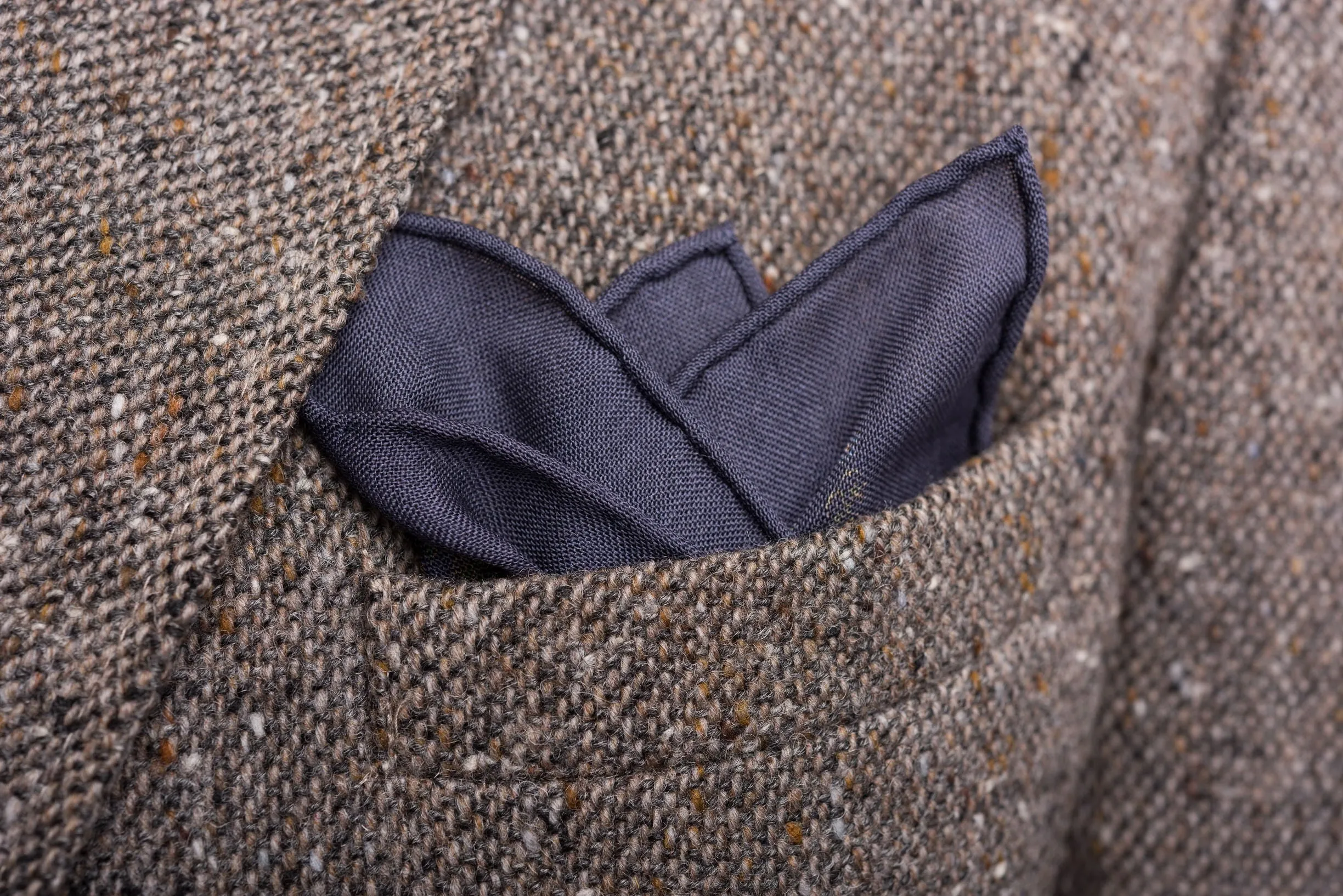 Navy Blue Rabbits Silk Wool Pocket Square