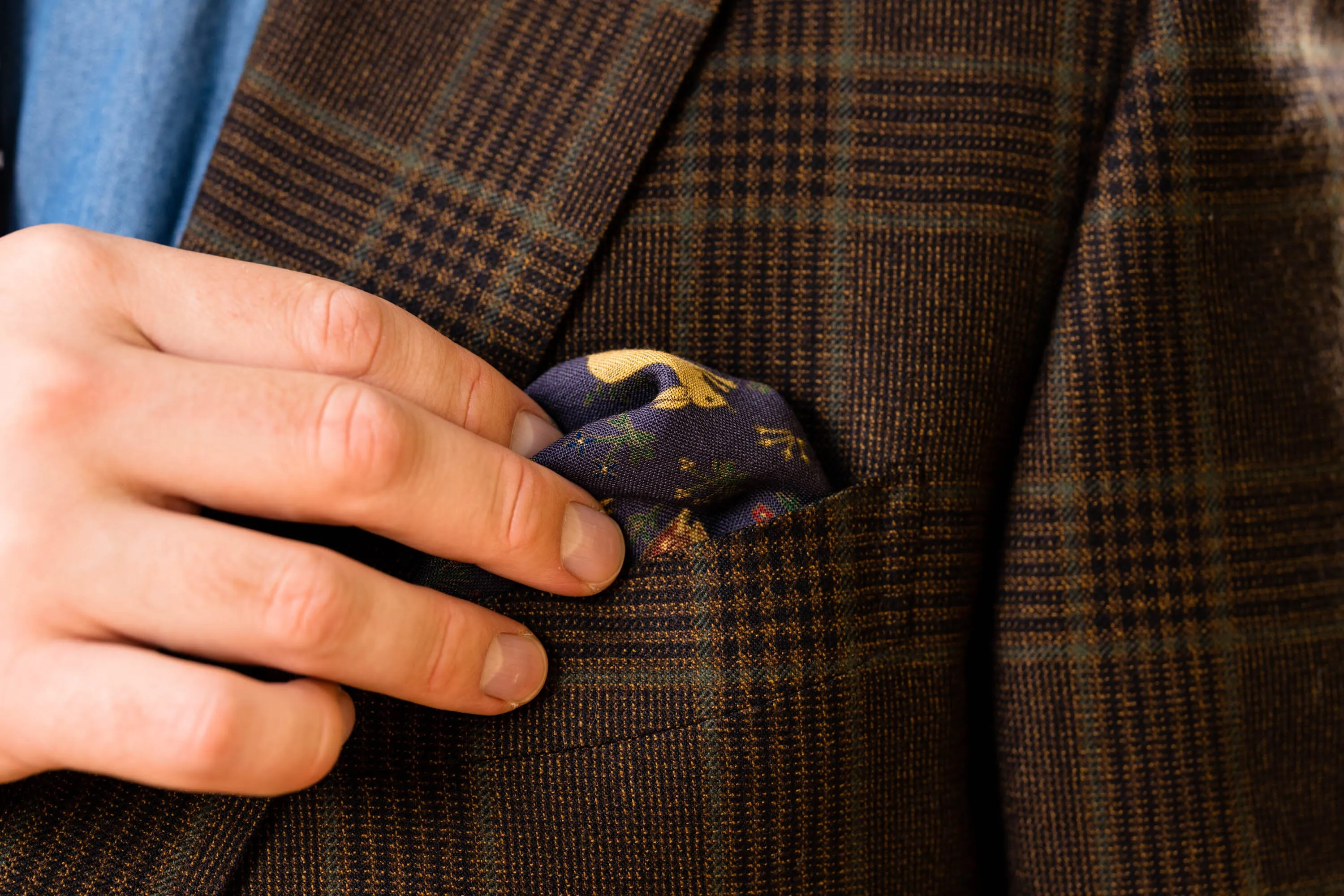 Navy Blue Rabbits Silk Wool Pocket Square