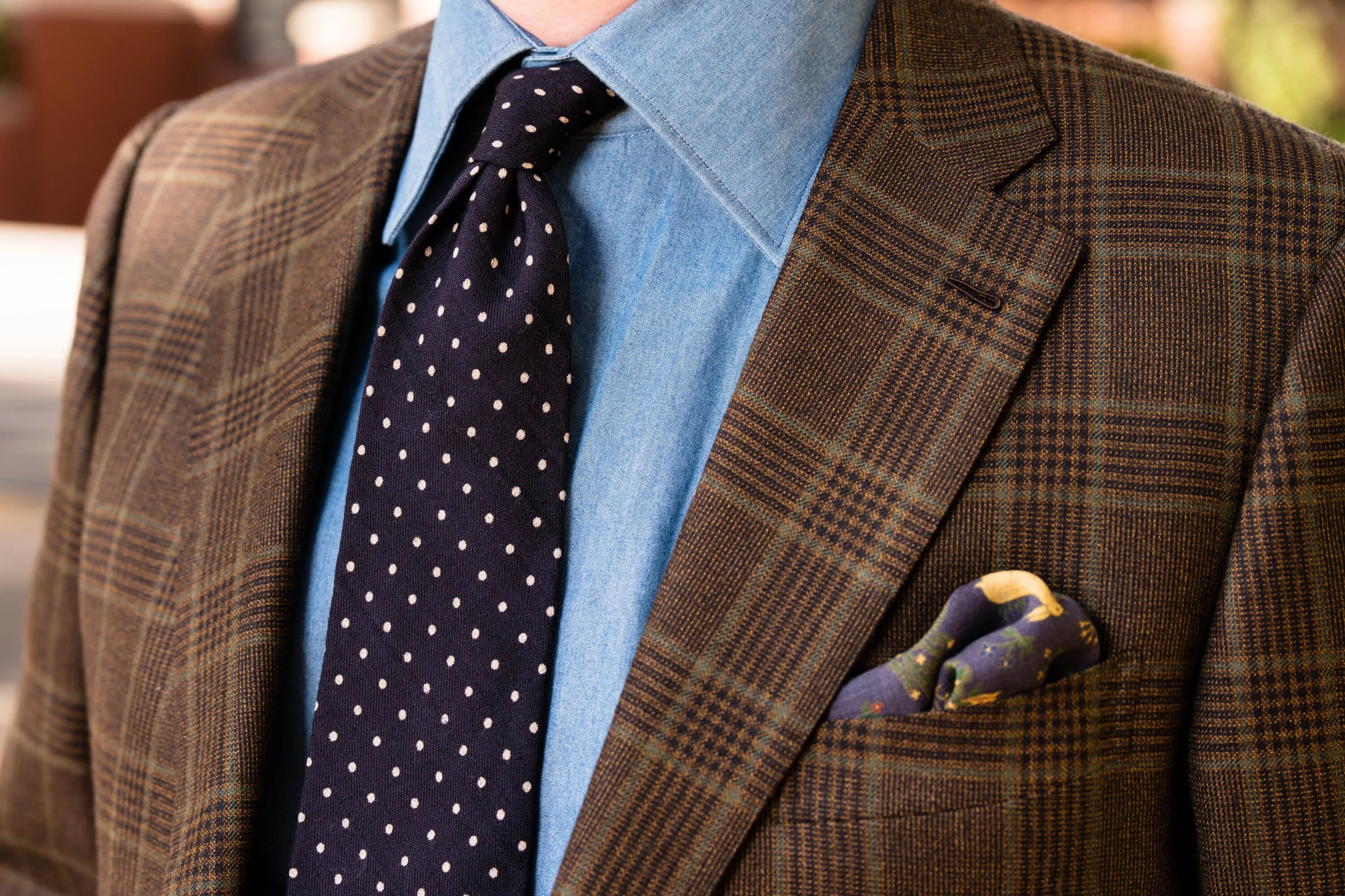 Navy Blue Rabbits Silk Wool Pocket Square