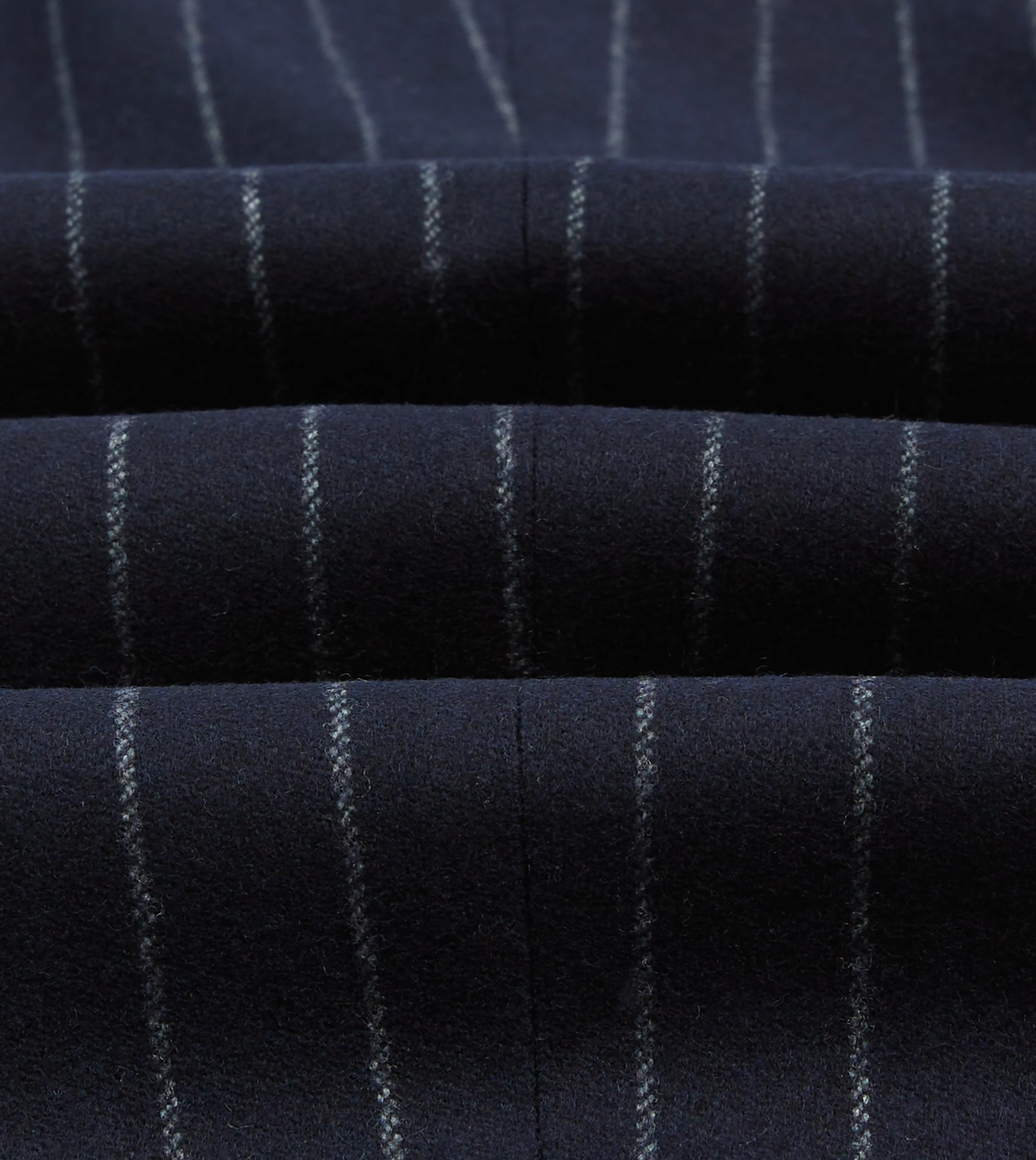 Navy Chalkstripe Wool Flannel Flat Front Trouser