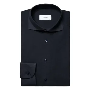 Navy Cotton Four-Way Stretch Long Sleeve Shirt