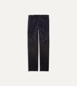 Navy Mid-Wale Corduroy Single Pleat Trouser