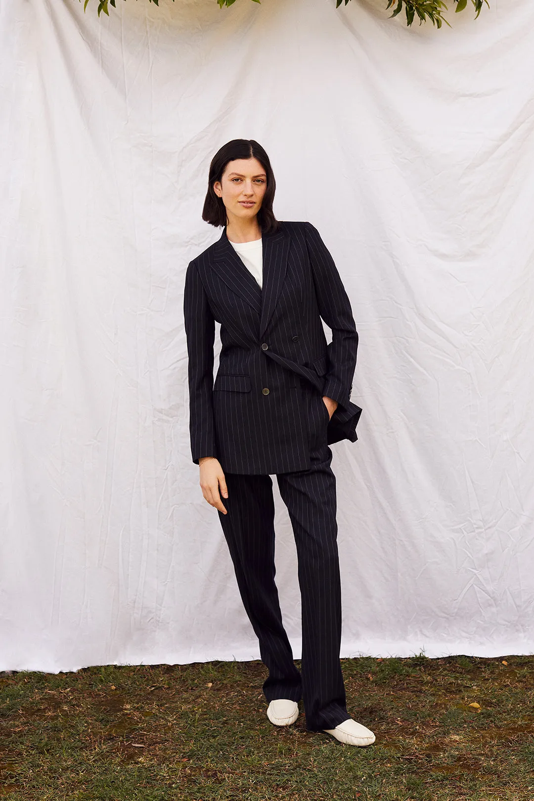 Navy Pinstripe Double Breasted Suit