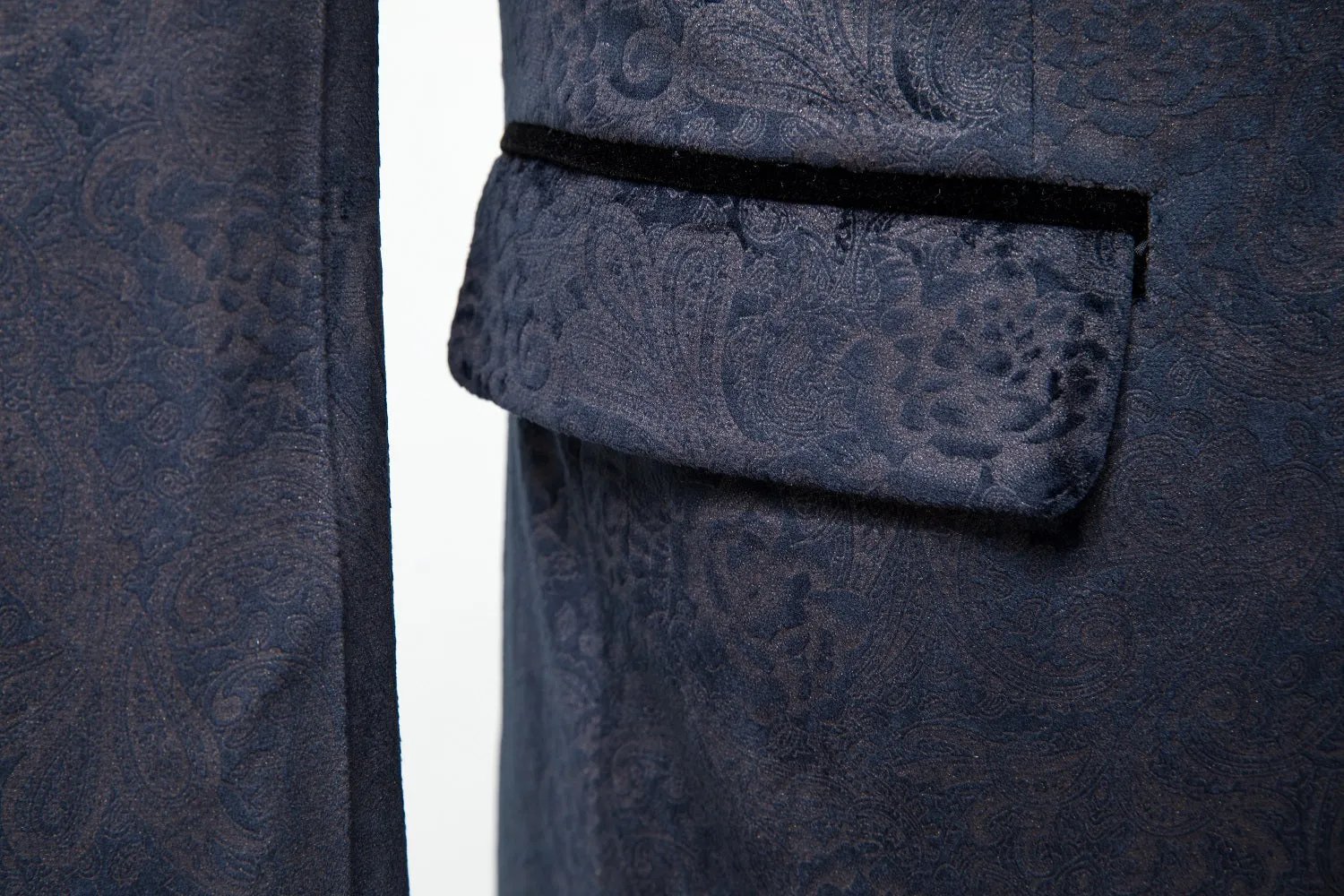 Navy Velvet Unique Patterned Party 3 Piece Men Suits