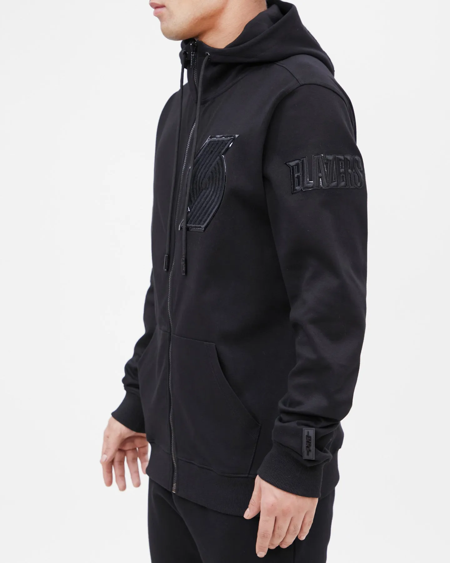NBA PORTLAND TRAIL BLAZERS TRIPLE BLACK MEN'S FZ PO HOODIE (TRIPLE BLACK)