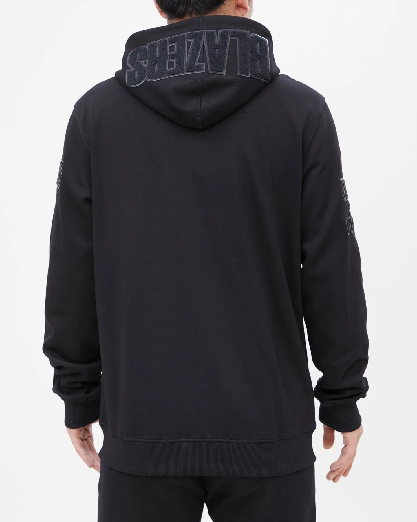 NBA PORTLAND TRAIL BLAZERS TRIPLE BLACK MEN'S FZ PO HOODIE (TRIPLE BLACK)
