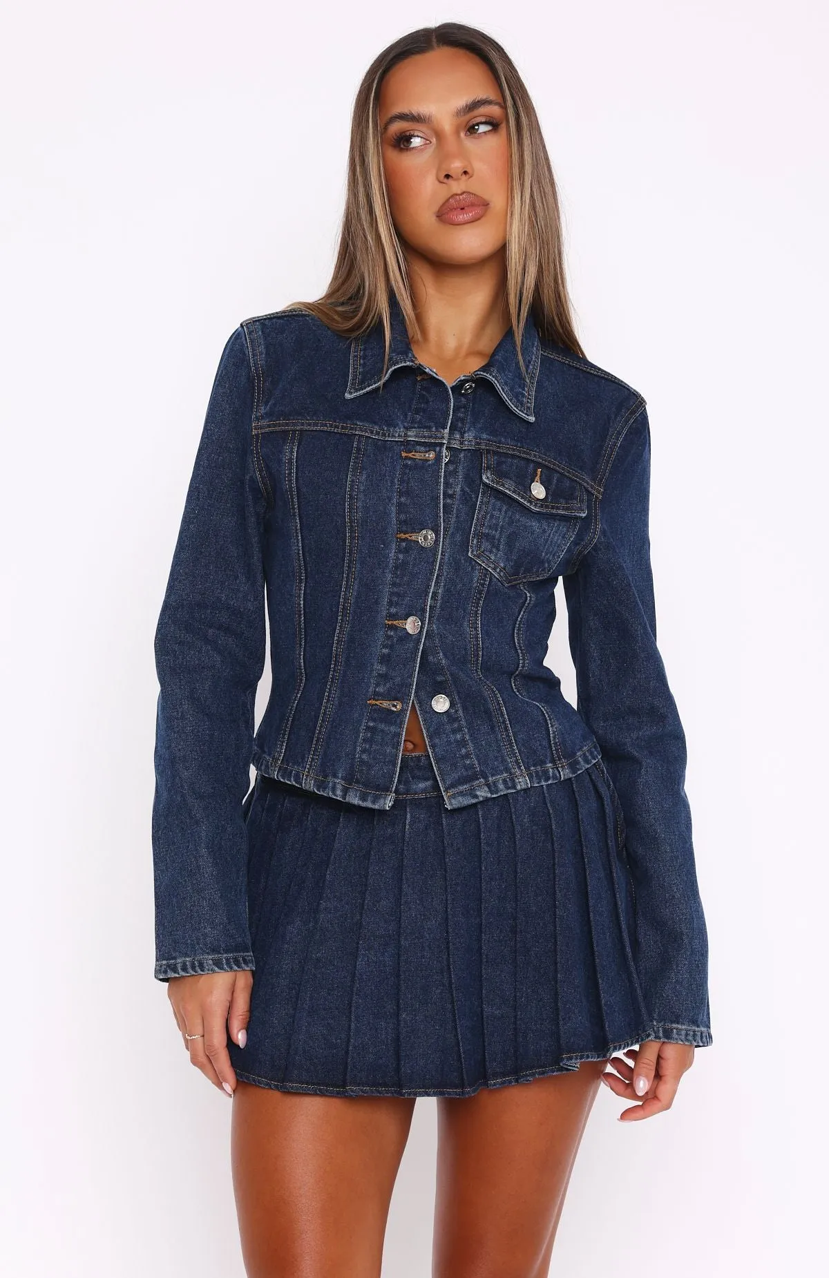Weekend Ready Everyday Essential Ayla Denim Jacket Dark Blue