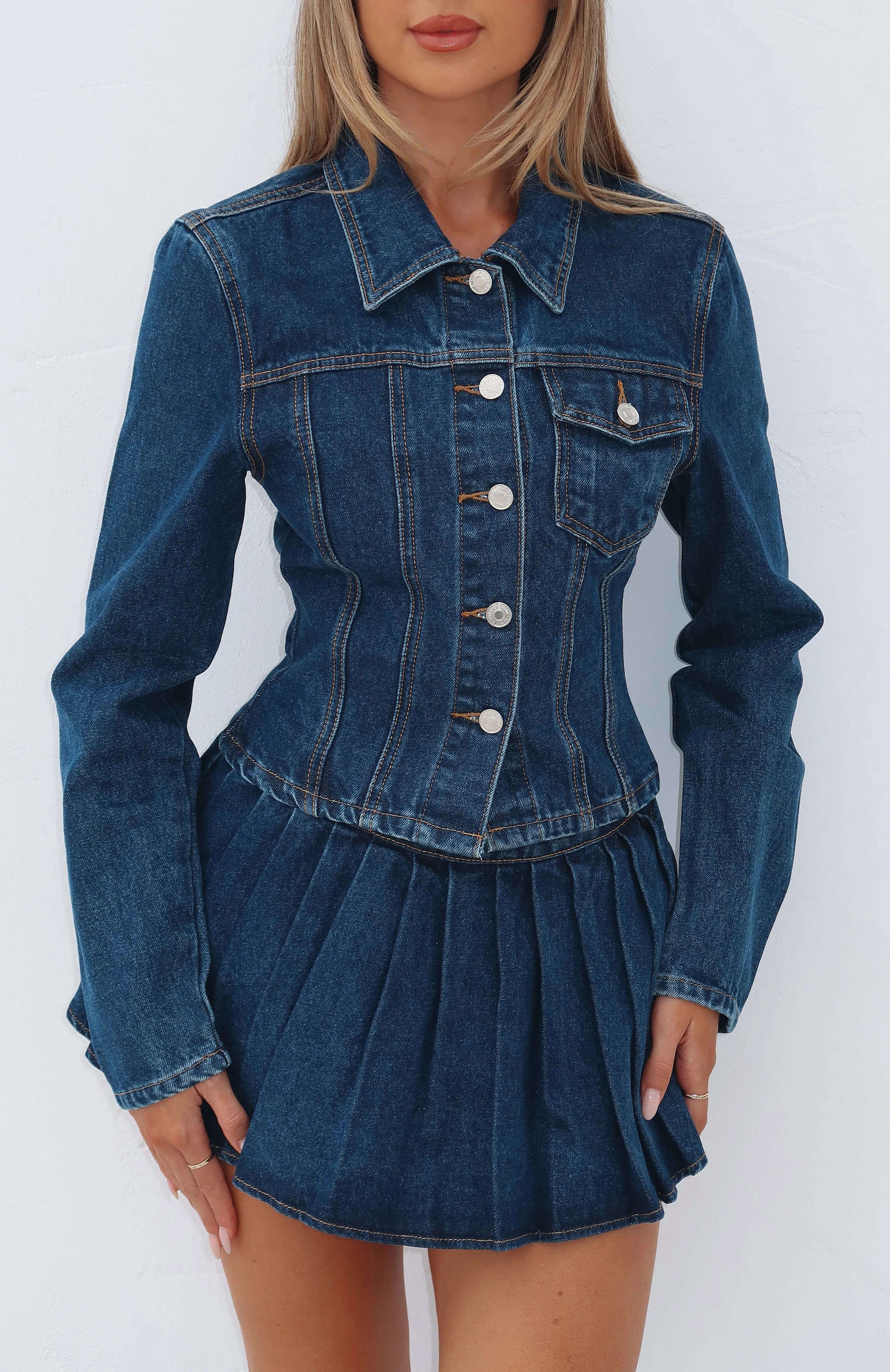 Ayla Denim Jacket Dark Blue Cool Tone Natural Look