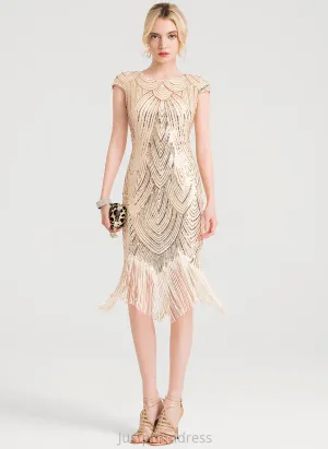 Neck Sequined Scoop Cocktail Dresses Sheath/Column Dress Brielle Cocktail Knee-Length