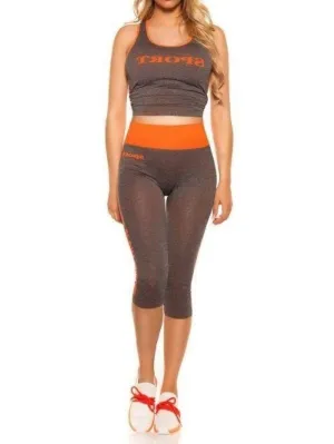 Neon Orange Sport Print Activewear Set