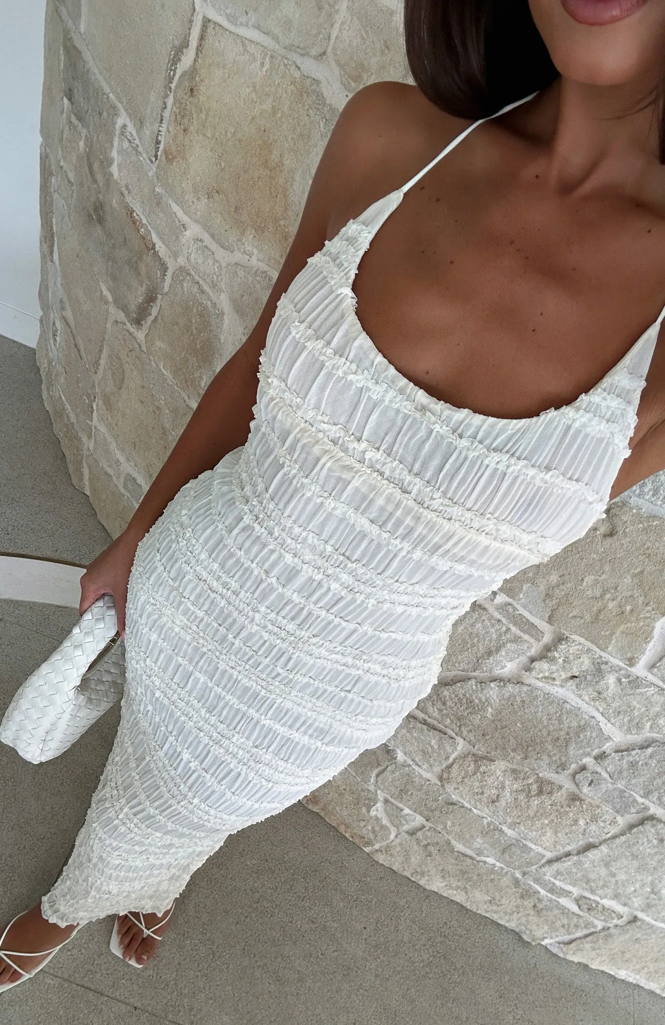 Thermal Regulation Technology QuickRelease Closure Never Say Goodbye Halter Maxi Dress Cream