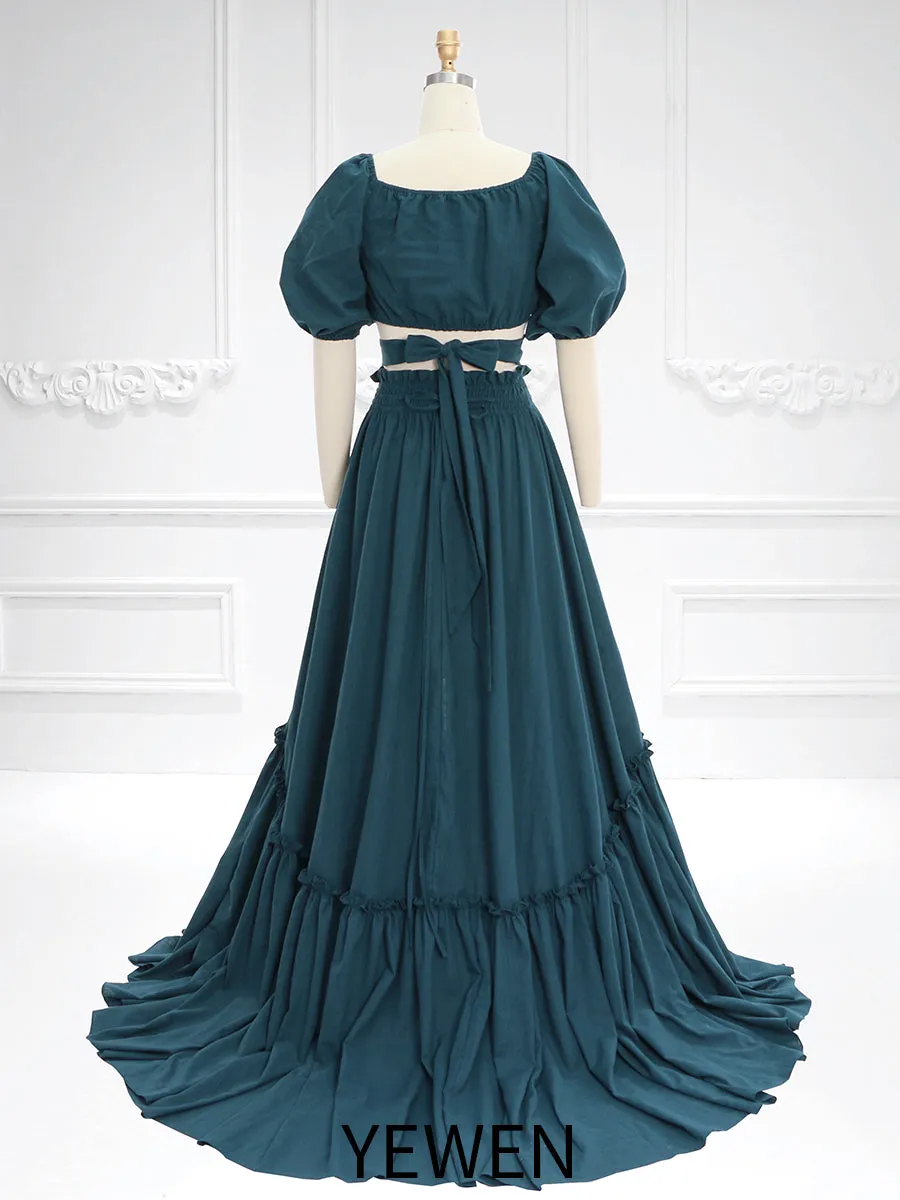 New 2 Piece Set Wrap Top with Skirt Boho Beach Photo Shoot Gown Fancy Photography Props YW231135