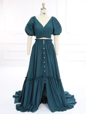 New 2 Piece Set Wrap Top with Skirt Boho Beach Photo Shoot Gown Fancy Photography Props YW231135