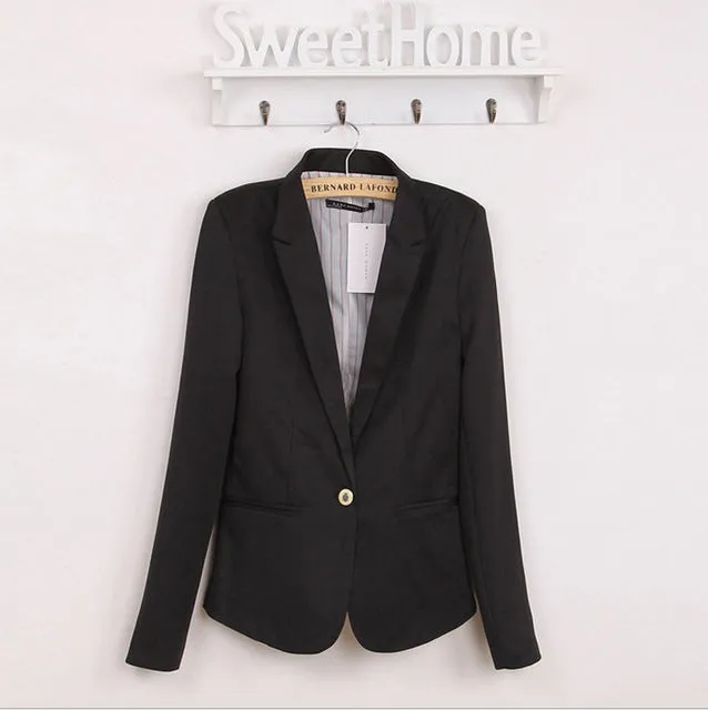 NEW 2017 spring autumn blazer women suit foldable brand jacket made of cotton & spandex Ladies refresh blazers Candy Color top