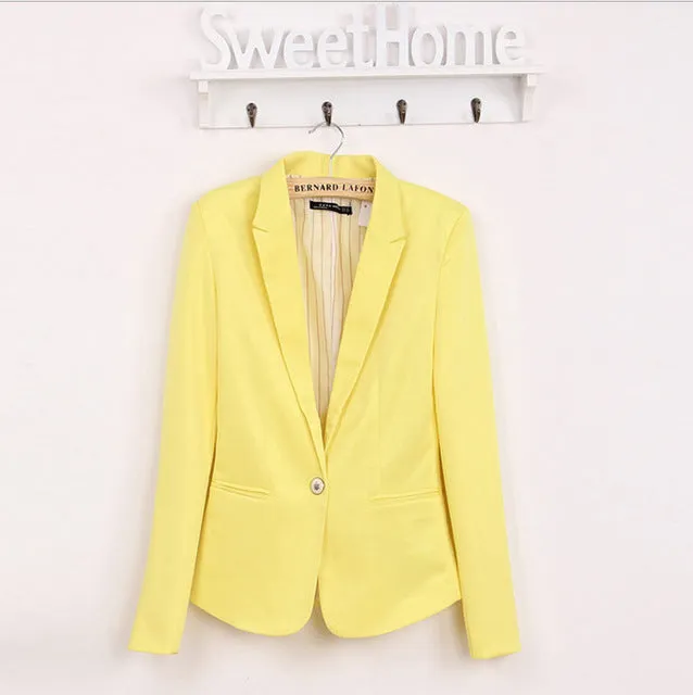 NEW 2017 spring autumn blazer women suit foldable brand jacket made of cotton & spandex Ladies refresh blazers Candy Color top