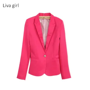 NEW 2017 spring autumn blazer women suit foldable brand jacket made of cotton & spandex Ladies refresh blazers Candy Color top