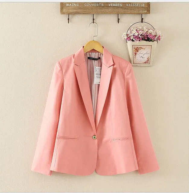 NEW 2017 spring autumn blazer women suit foldable brand jacket made of cotton & spandex Ladies refresh blazers Candy Color top