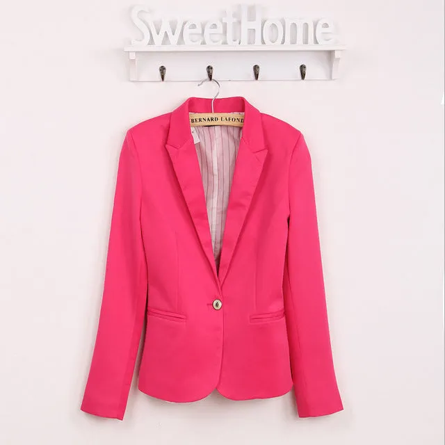 NEW 2017 spring autumn blazer women suit foldable brand jacket made of cotton & spandex Ladies refresh blazers Candy Color top