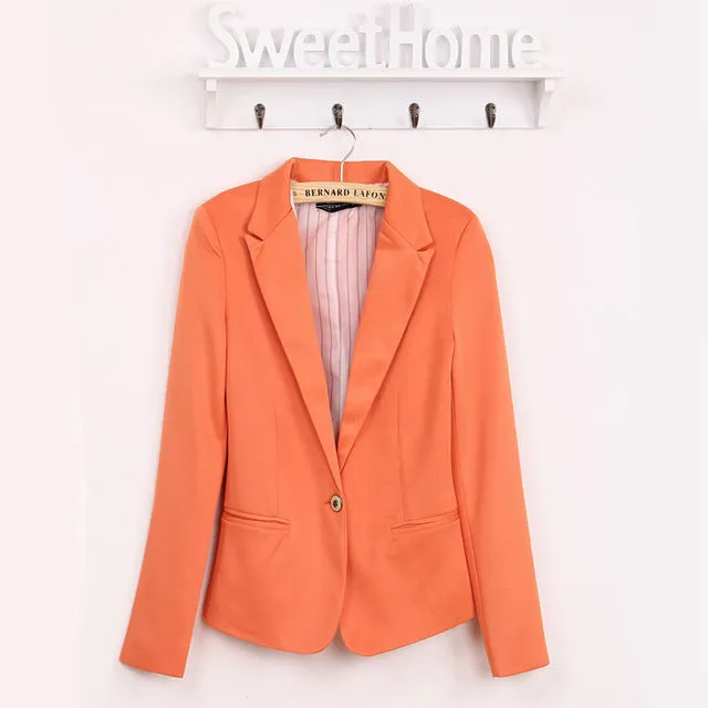 NEW 2017 spring autumn blazer women suit foldable brand jacket made of cotton & spandex Ladies refresh blazers Candy Color top