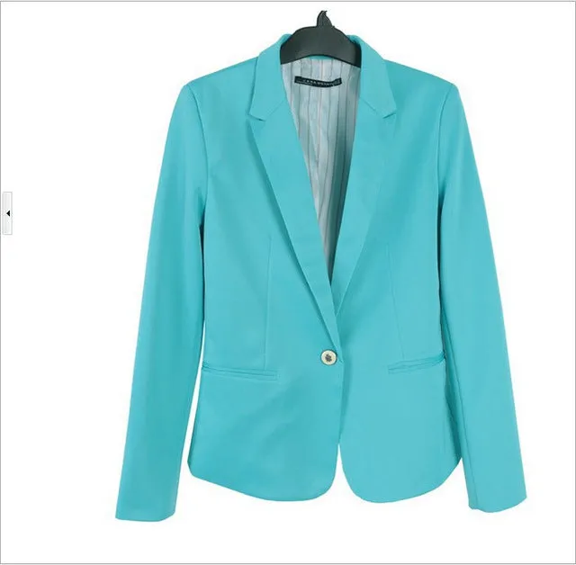 NEW 2017 spring autumn blazer women suit foldable brand jacket made of cotton & spandex Ladies refresh blazers Candy Color top