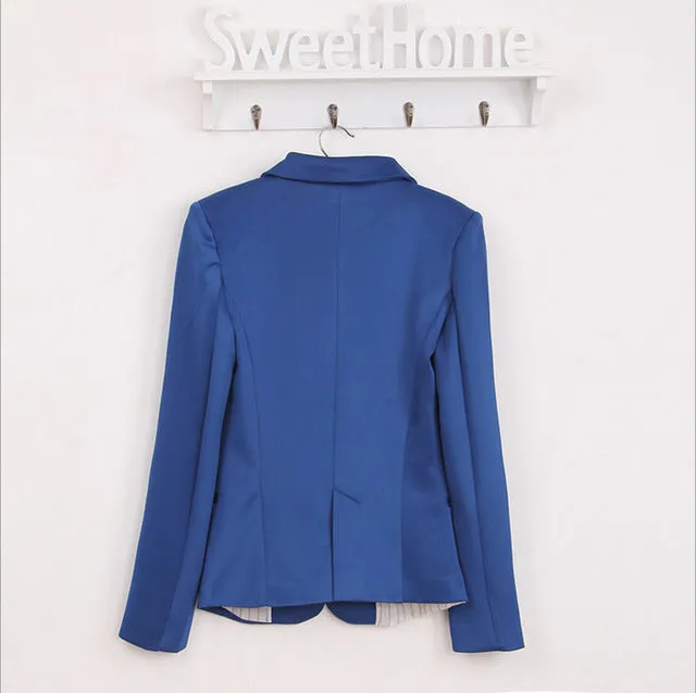NEW 2017 spring autumn blazer women suit foldable brand jacket made of cotton & spandex Ladies refresh blazers Candy Color top