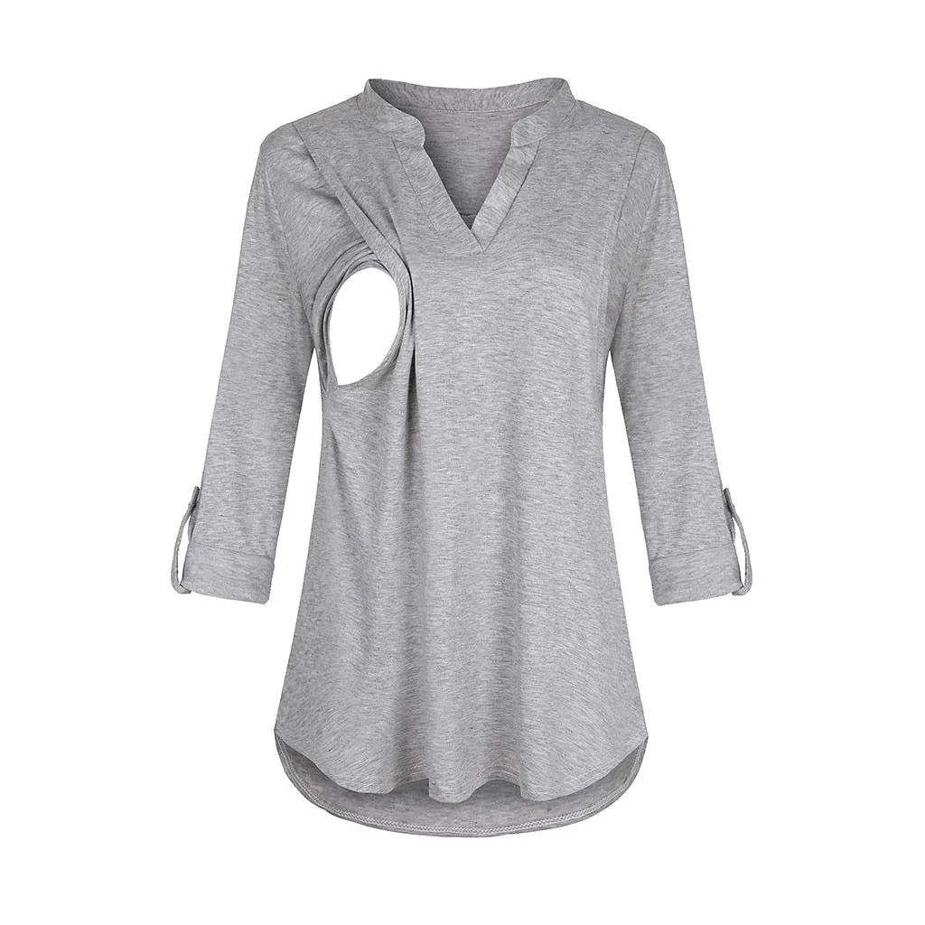 New Fashion Maternity  Shirts Long Sleeve Blouse For Breastfeeding