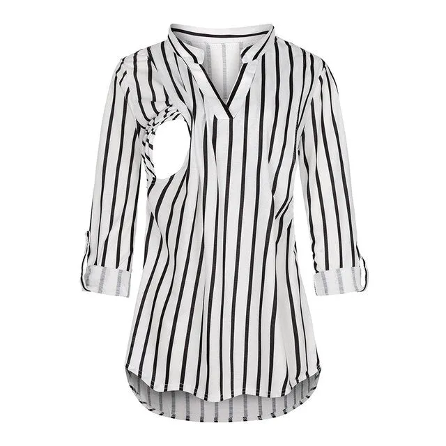 New Fashion Maternity  Shirts Long Sleeve Blouse For Breastfeeding
