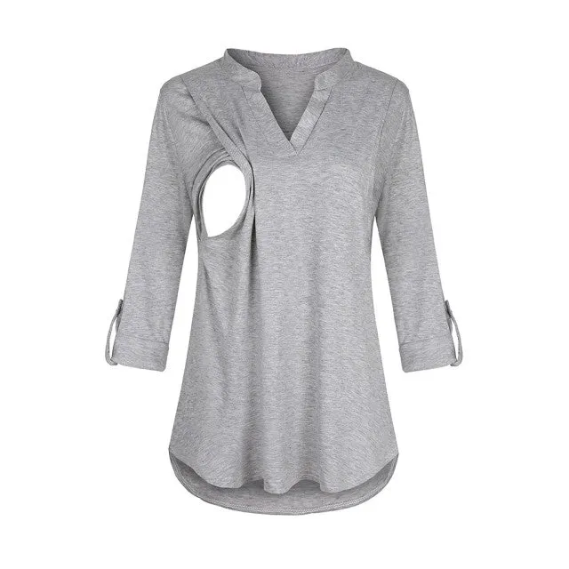 New Fashion Maternity  Shirts Long Sleeve Blouse For Breastfeeding