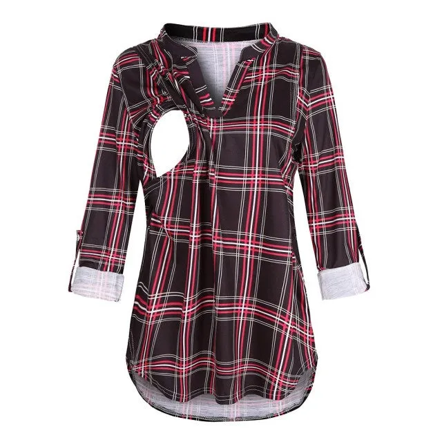 New Fashion Maternity  Shirts Long Sleeve Blouse For Breastfeeding