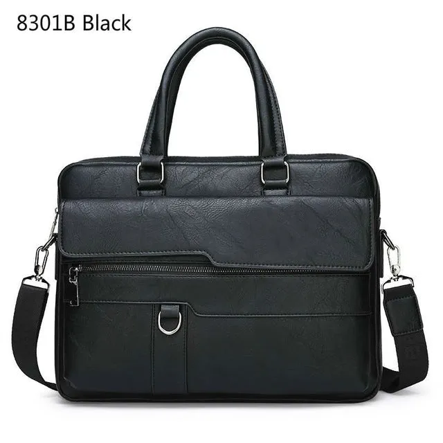 New Men's Business Leather Briefcase | 14 Inch Laptop Bag