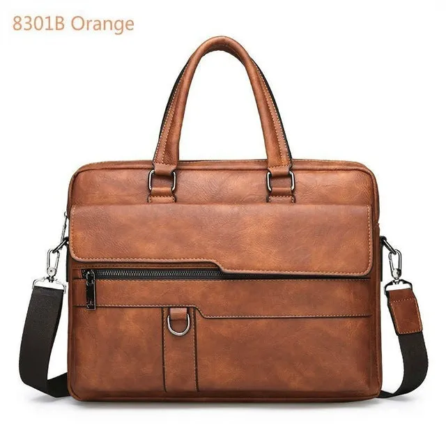 New Men's Business Leather Briefcase | 14 Inch Laptop Bag
