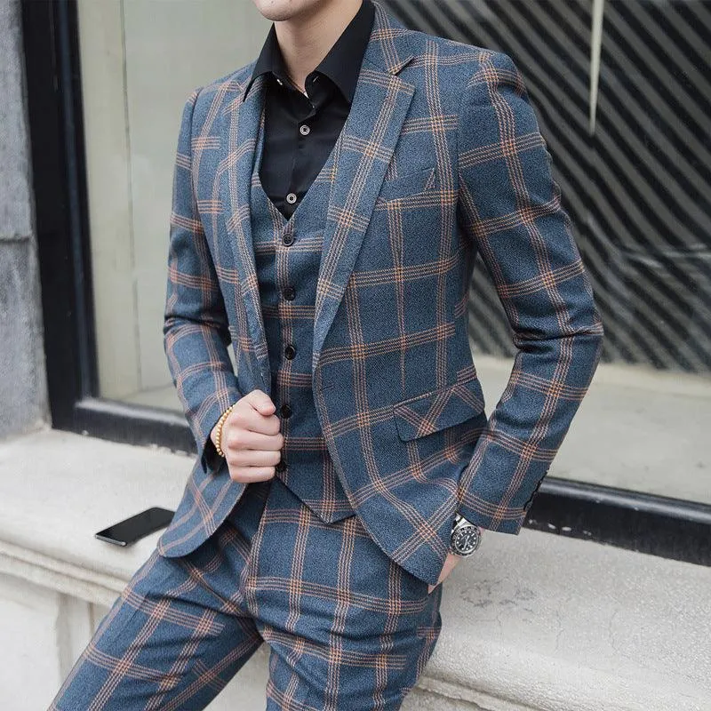 New plaid trendy plus size suit