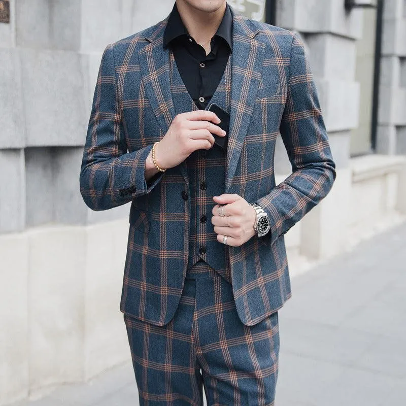 New plaid trendy plus size suit