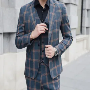 New plaid trendy plus size suit