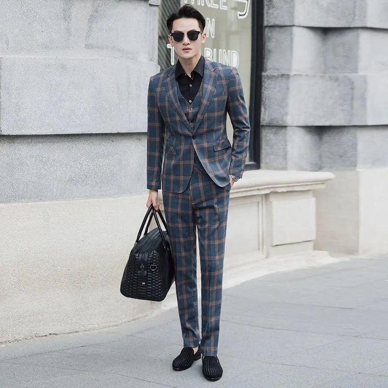 New plaid trendy plus size suit