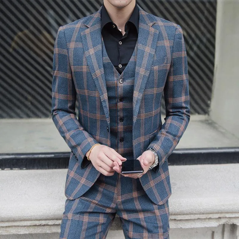 New plaid trendy plus size suit