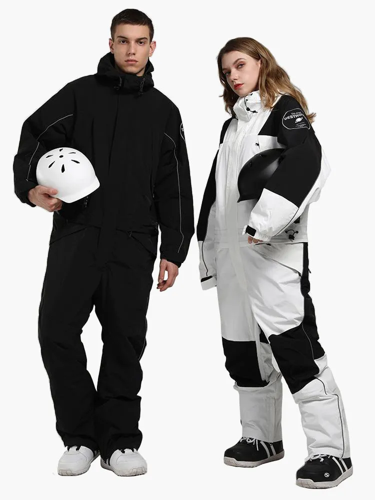 new ski suit fluorescent camouflage waterproof and breathable night single and double board one-piece snow suit